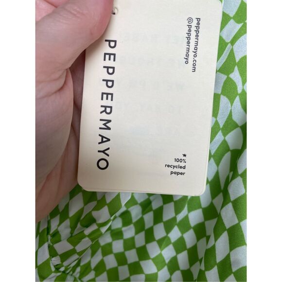 Peppermayo NWT Audrey Vintage Slip Dress in Lime Check, Size 6, MSRP $75 - Picture 5 of 14